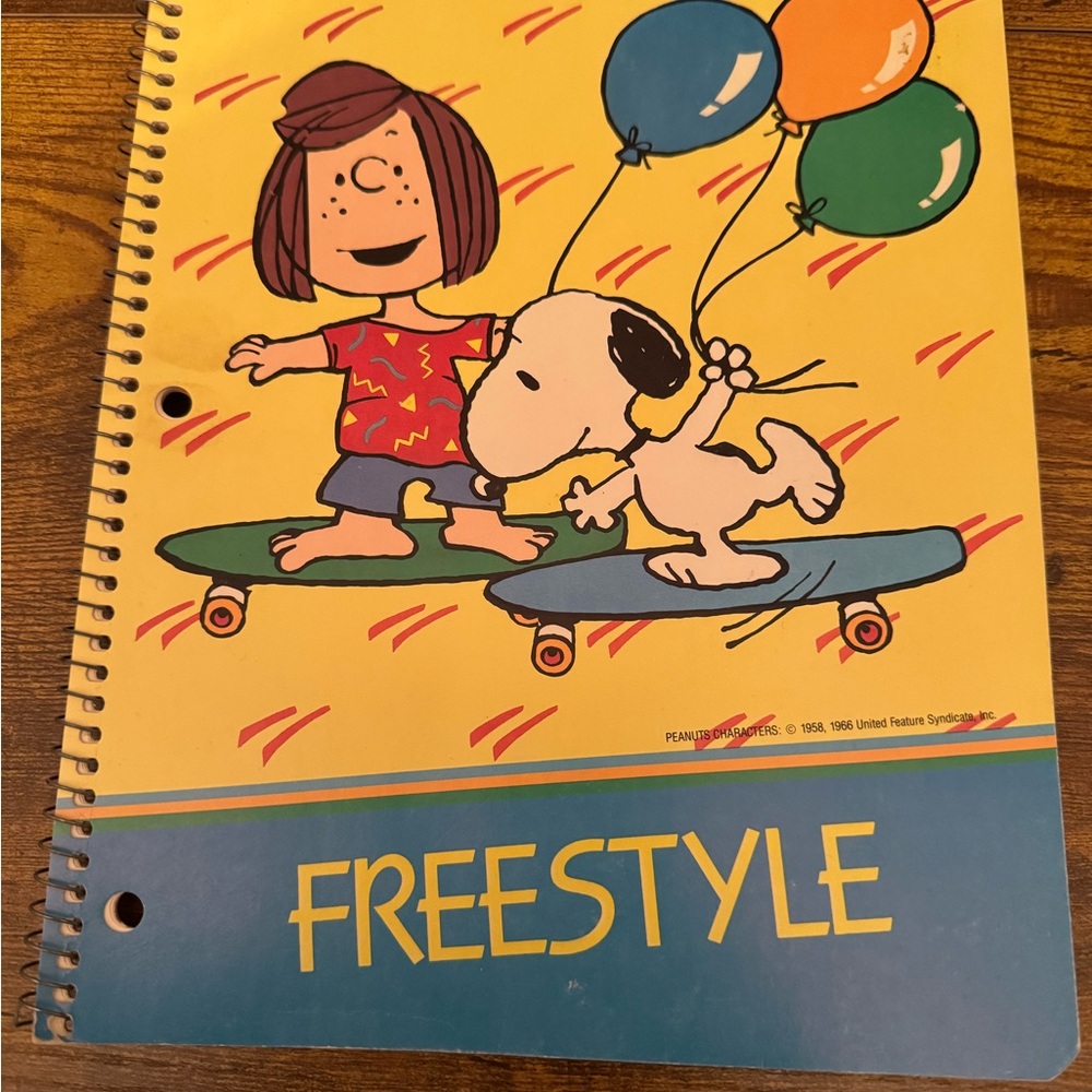 Peanuts Peppermint Patty Snoopy Skateboard Spiral Notebook Vintage Plymouth USA